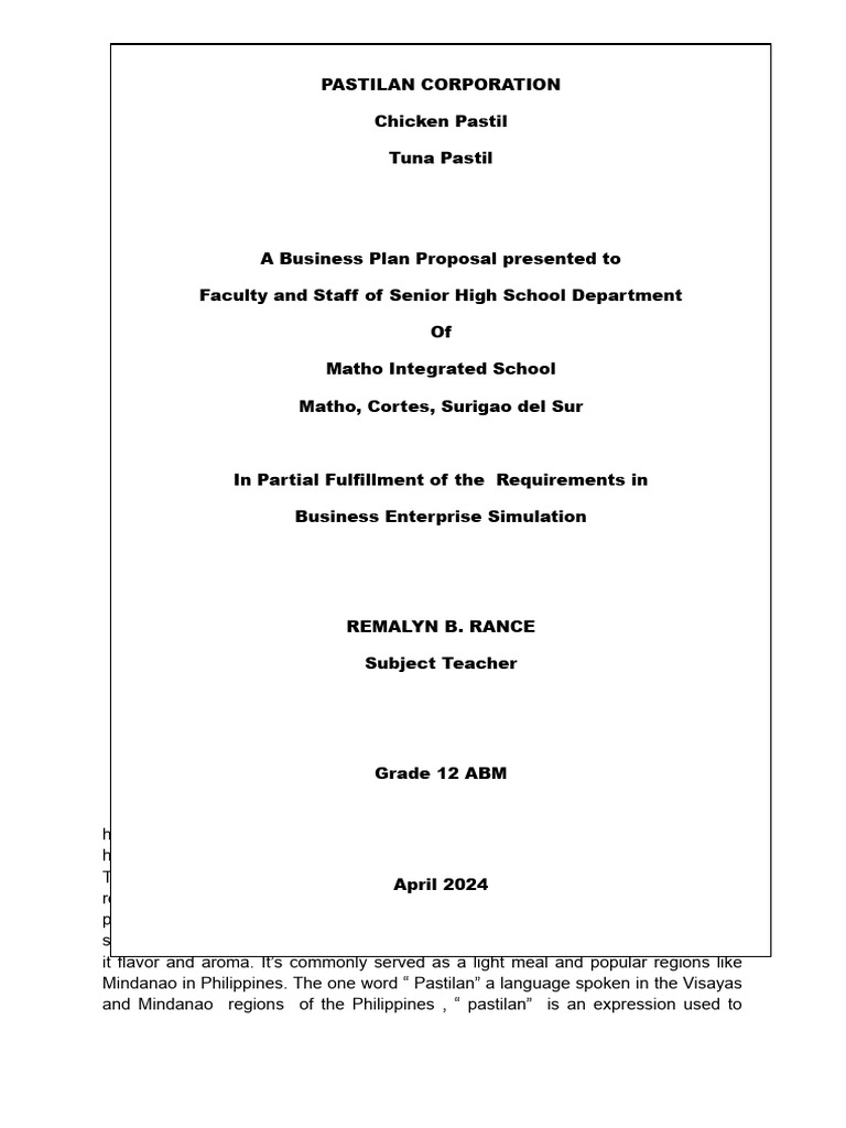 Pastilan-Business Proposal | PDF
