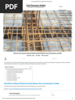 Checklist of Beam Reinforcement Before the Construction of Slab