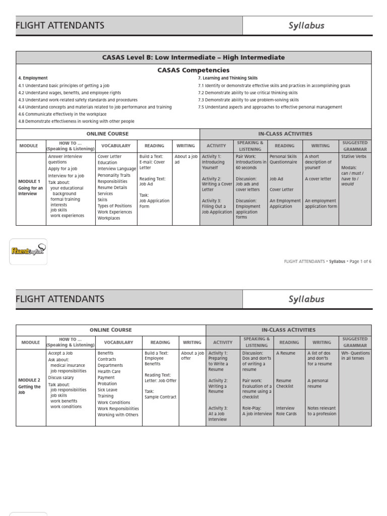 Flight Attendant Training Syllabus | PDF | Occupational Safety And ...
