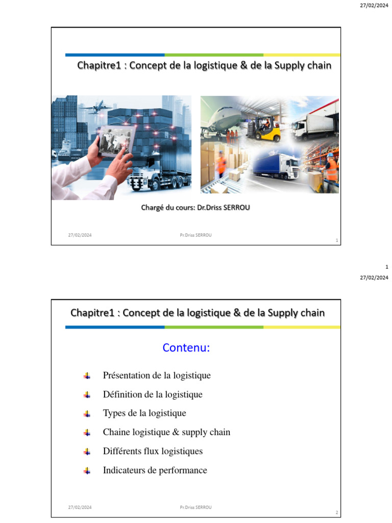 Concepts de Logistique et Supply Chain | PDF | Logistique | Gestion de ...