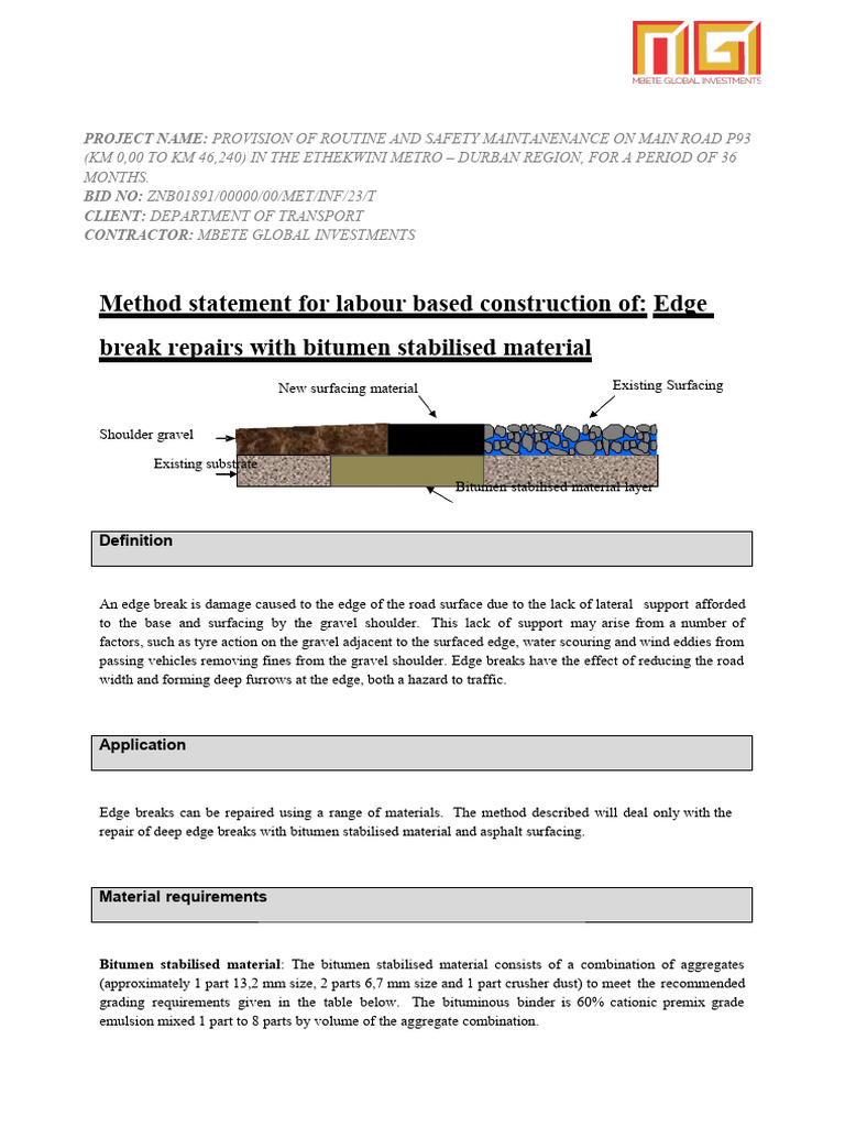 Edge Break Repair Method for Road Maintenance | PDF | Road Surface | Road