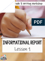 Grade 3 Writing Workshop: Informational Report Lesson 1