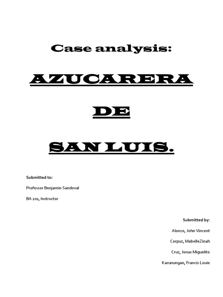 BA 101 Case Study: Azucarera Analysis | PDF | Mentorship | Employment