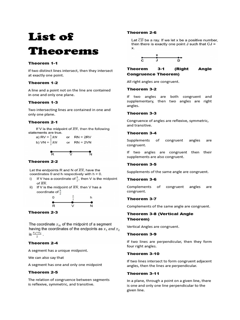 List of Theorems | PDF | Triangle | Perpendicular