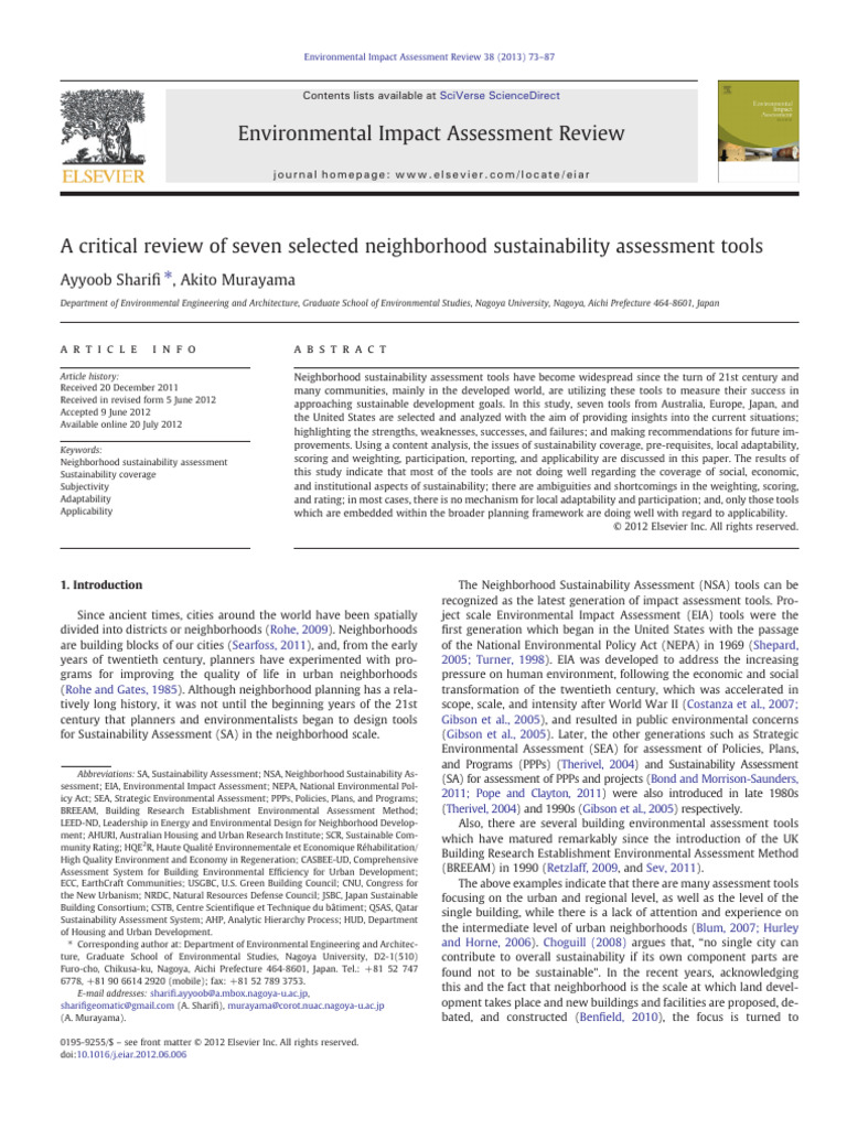 Review of Neighborhood Sustainability Tools | PDF | Sustainability ...