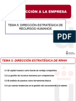 Tema 5 Direccion Estratégica de Recursos Humanos 21-22