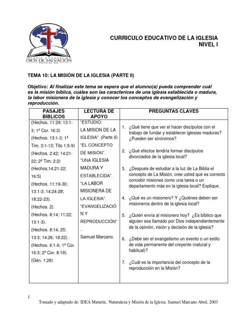 10 Tema La La Misión de La Iglesia (Parte II) | PDF | Iglesia cristiana ...