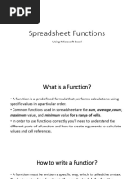 Spreadsheet Functions - All Functions