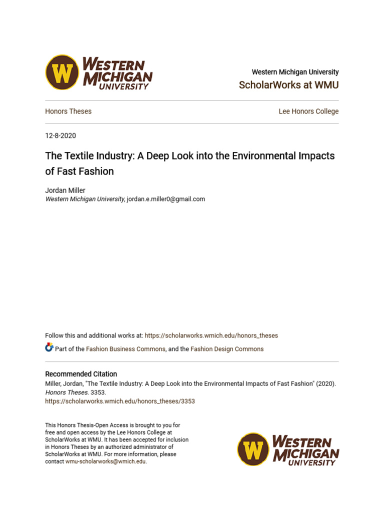 The Textile Industry A Deep Look Into The Environmental Impacts Pdf