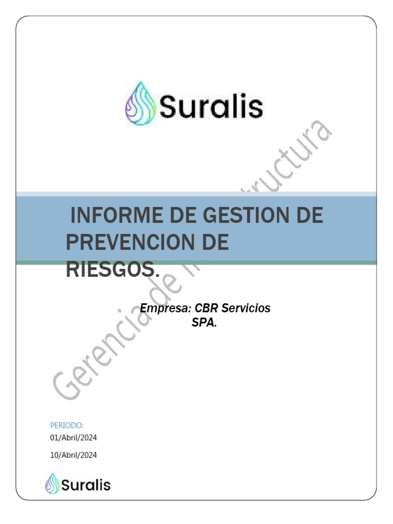 Informe De Gestion De Prevencion De Riesgos Pdf