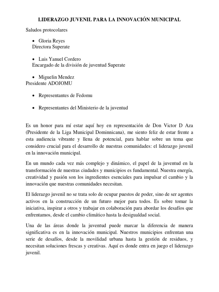 Liderazgo Juvenil para La Innovación Municipal | PDF | Liderazgo ...