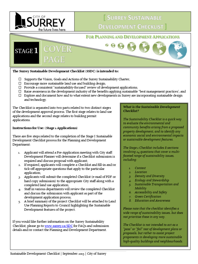 Surrey Sustainable Development Checklist | PDF | Greenhouse Gas ...