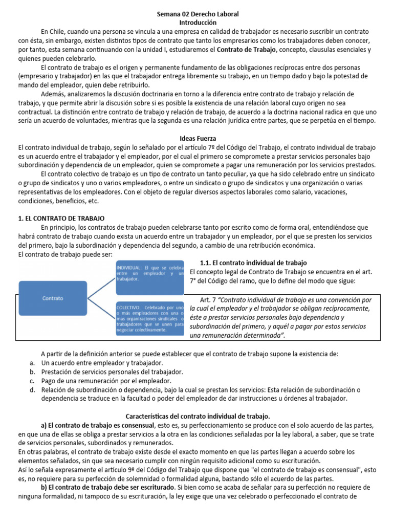 Tipos y Elementos del Contrato de Trabajo | PDF | Derecho laboral