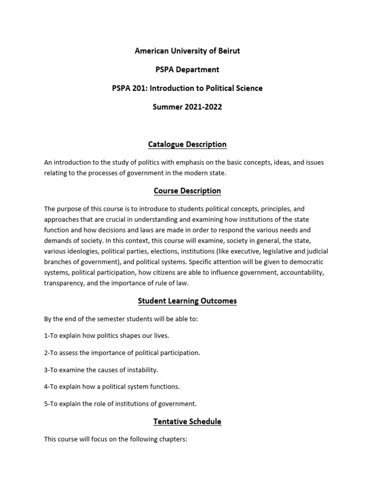 PSPA 201 Syllabus, Summer PDF | PDF | Discrimination | Academic Dishonesty