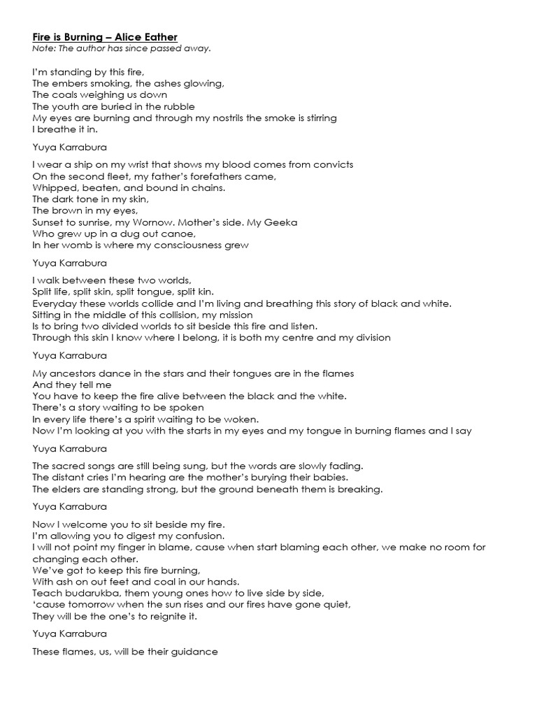 Fire and Identity: Yuya Karrabura's Poem | PDF | Language Arts & Discipline