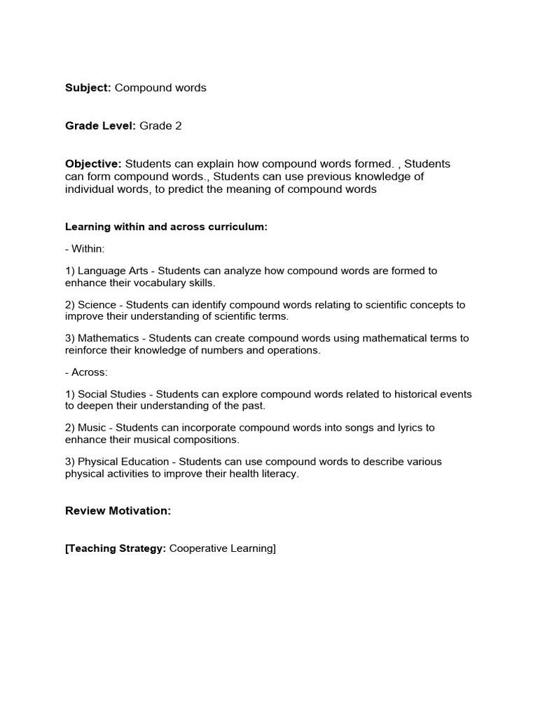 Lesson Plan Download Free Pdf Word Cognition