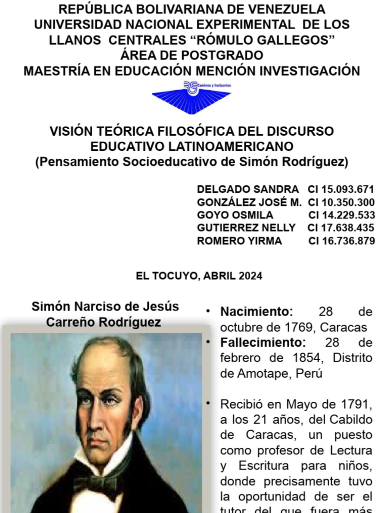 Pensamiento Educativo de Simón Rodríguez | PDF | Historia