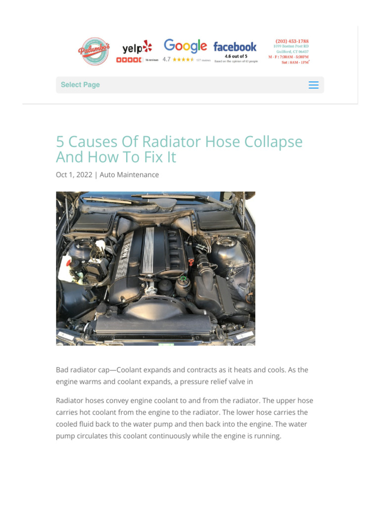 5 Causes of Radiator Hose Collapse and How To Fix It - Palumbo's ...