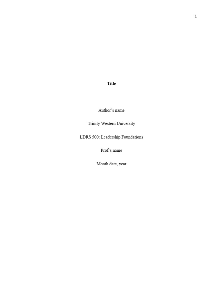 LDRS 500 Case Study Sample | PDF