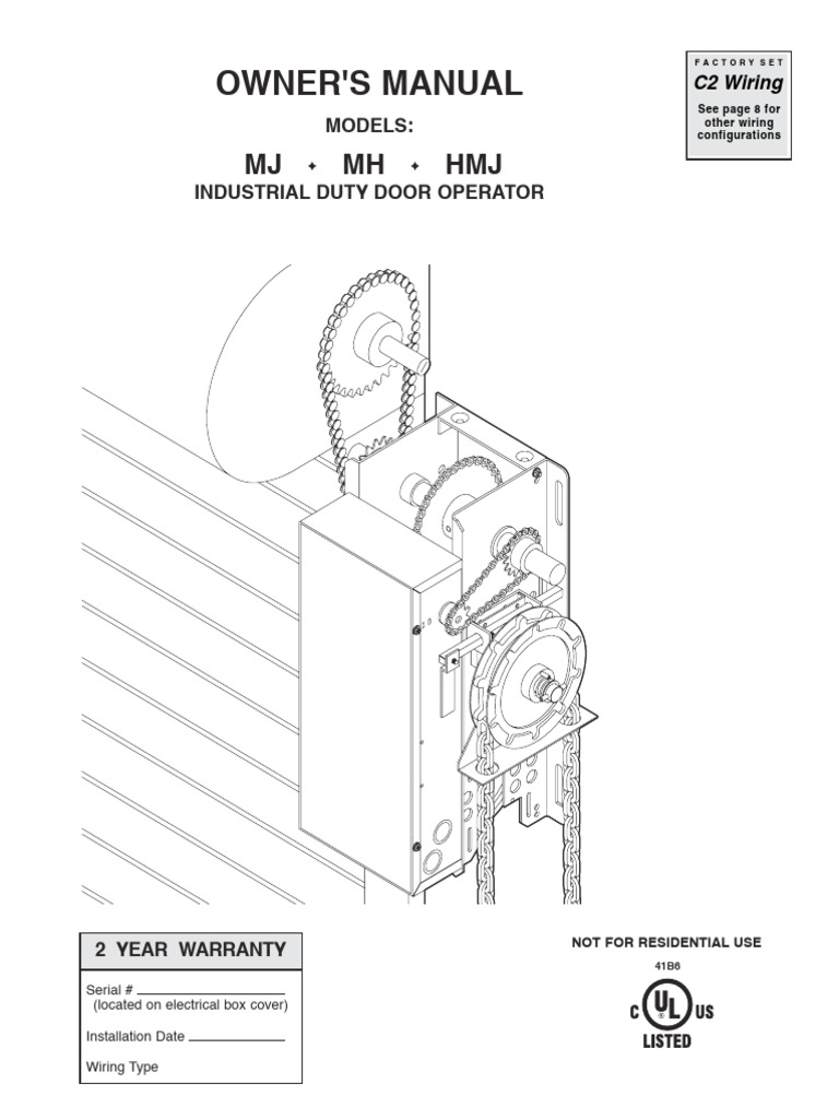 MJ/MH Series Door Operator Manual | PDF | Switch | Electrical Wiring