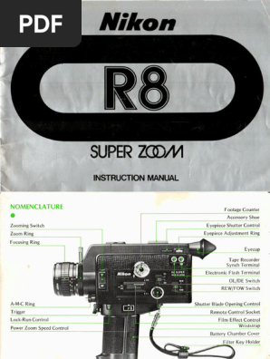 ロ*ス様 Nikon R8 SUPER ZOOM 8mmフィルムカメラ 取扱説明 Nikon R8 Instruction Manual - English | PDF | Shutter Speed