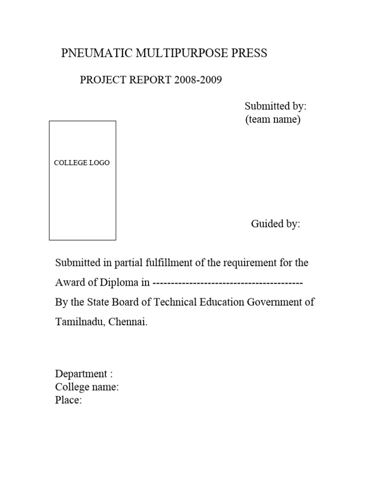 Pneumatic Multipurpose Press Report | PDF | Valve | Piston