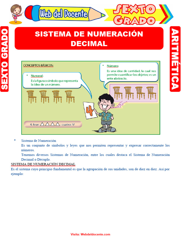 Sistema de Numeración Decimal Para Sexto Grado de Primaria 2 | PDF ...