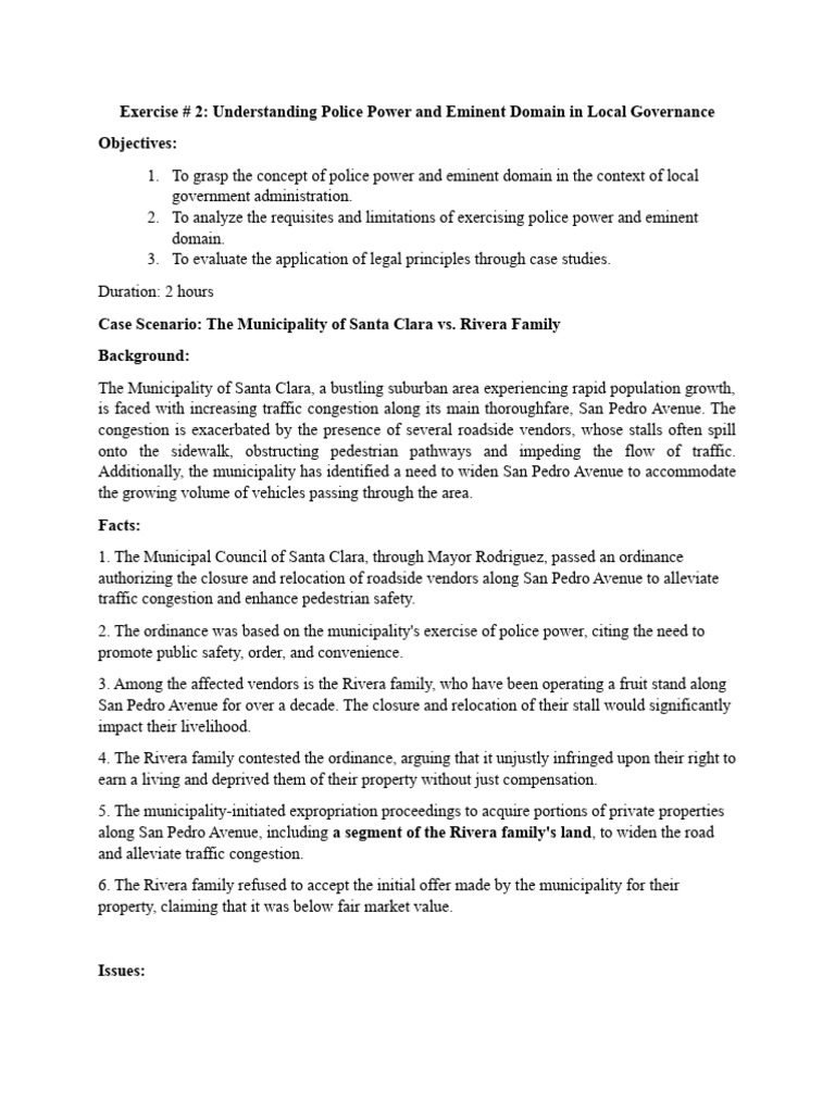 Police Power and Eminent Domain Analysis | PDF | Eminent Domain | Just ...