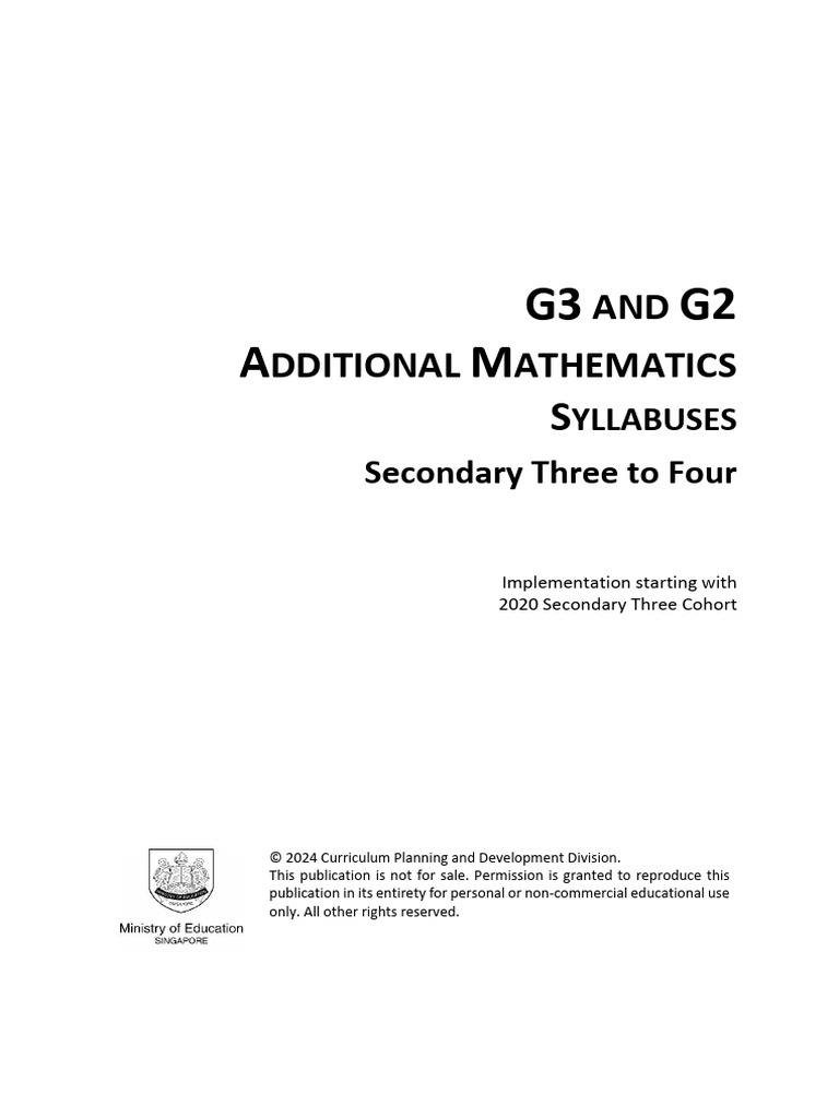 G2 & G3 Additional Math Syllabuses Guide | PDF | Trigonometric ...