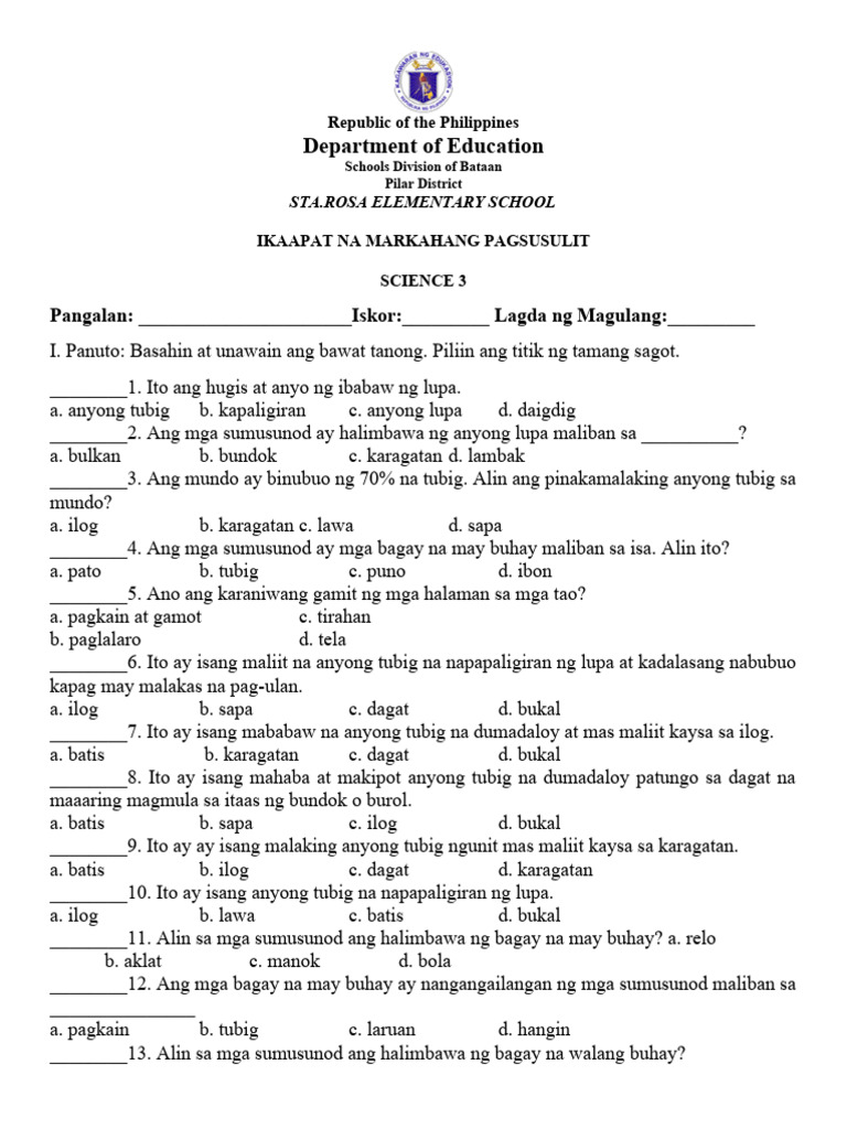 Science 4th PT | PDF