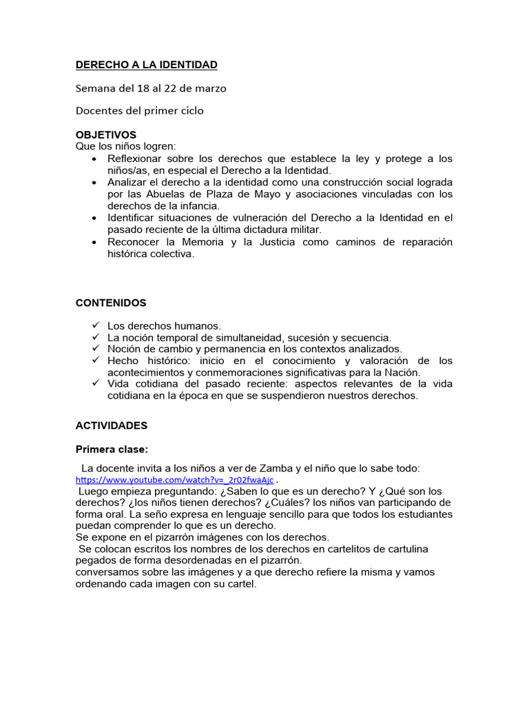 Derecho a la Identidad en Primaria | PDF | Salud y bienestar