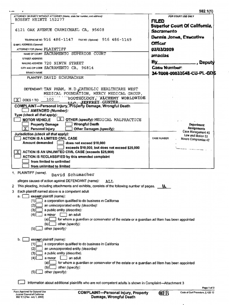 Complaint PDF Negligence Damages