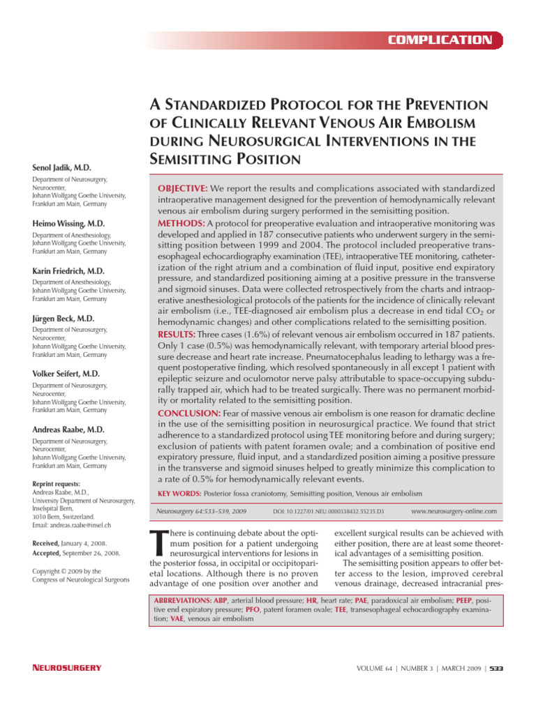 A Standardized Protocol For The Prevention of Clinically Relevant ...