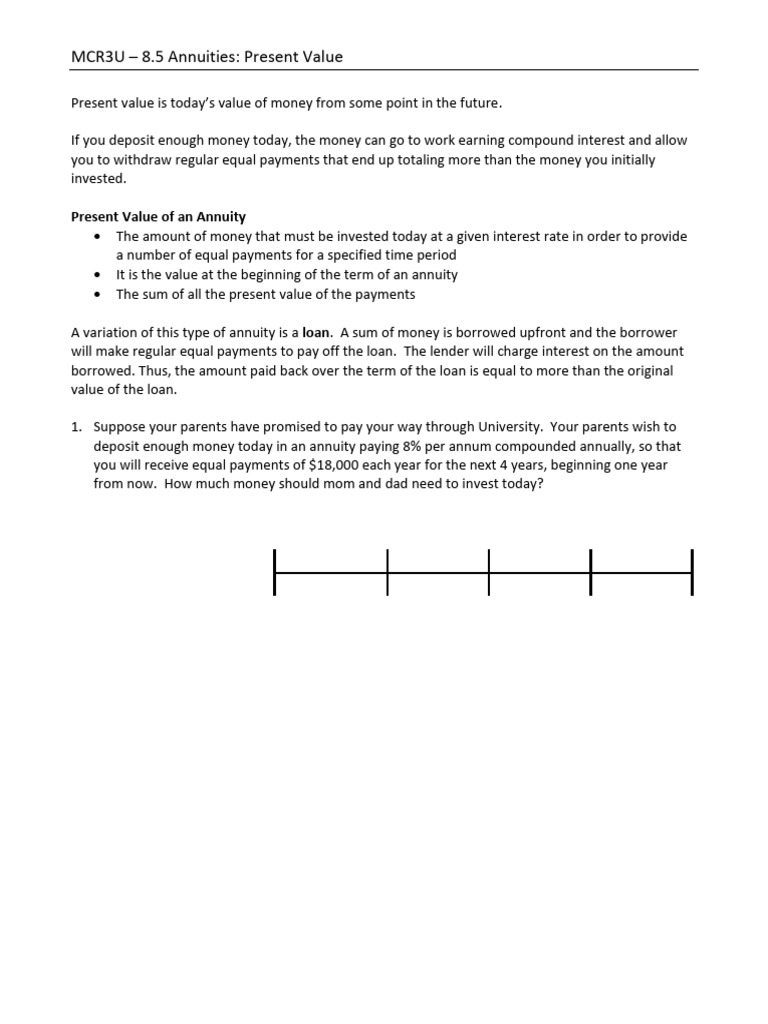 Present Value Of Annuities Explained Pdf Present Value Interest