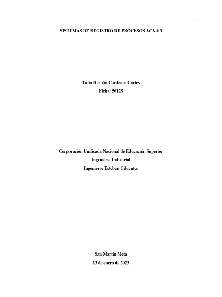 Desarollo ACA 3 registro de procesos | PDF | Ingeniería | Business