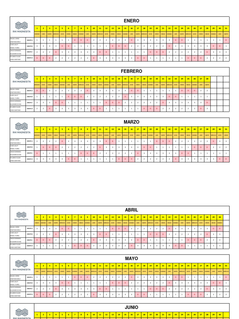 Calendario 4 Turnos-1 | PDF
