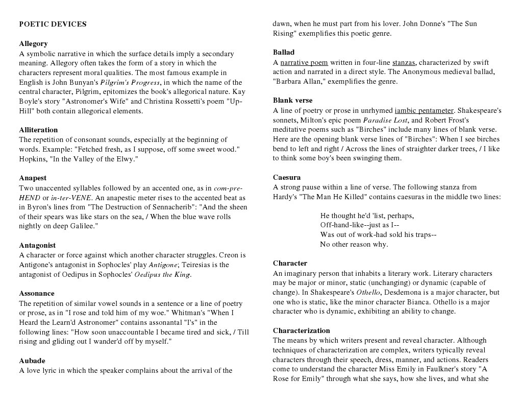 Overview of Poetic Devices | PDF | Metre (Poetry) | Sonnets