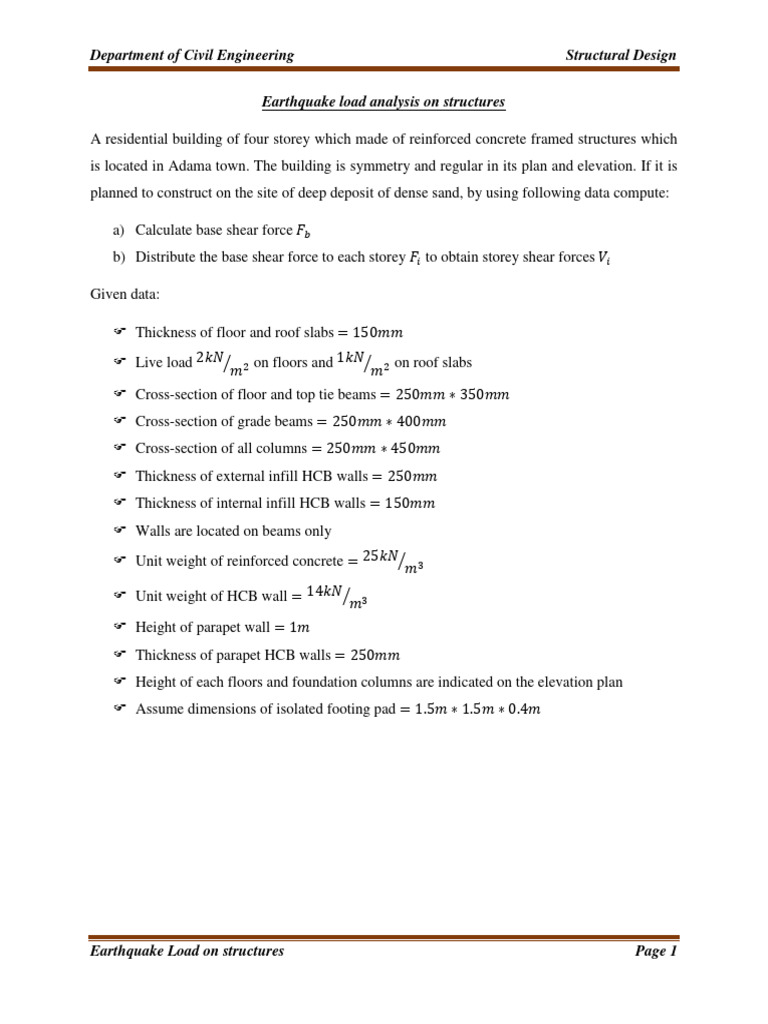 Earthquake Load Analysis for Buildings | PDF | Column | Earthquake ...