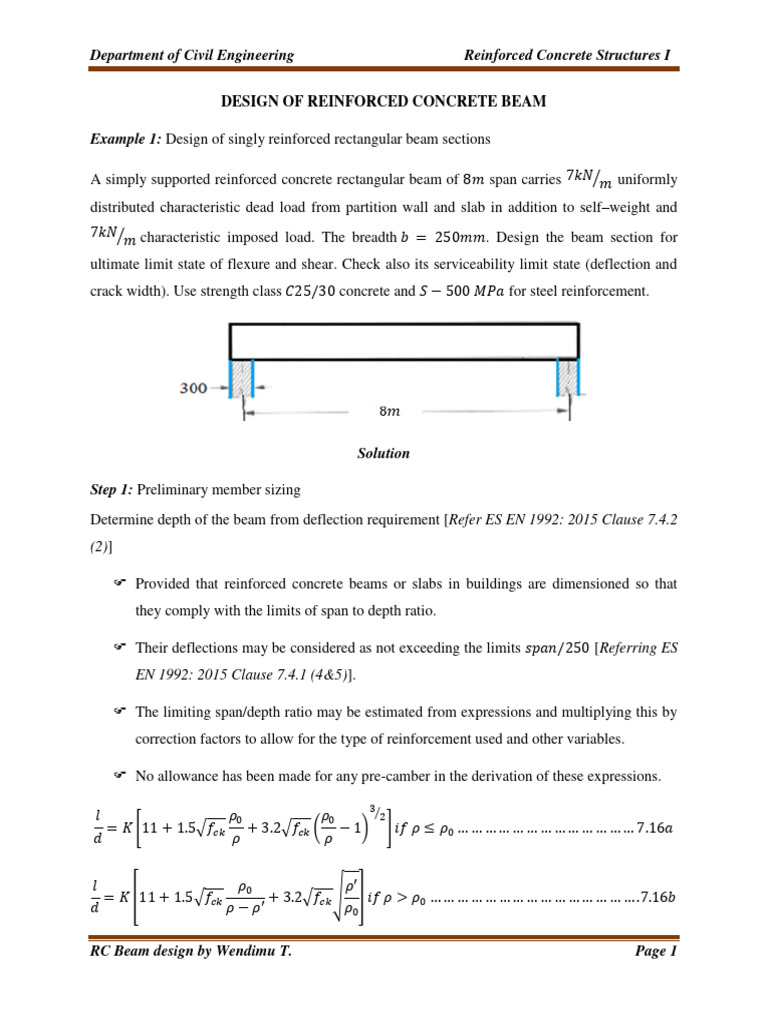 Design Examples of RC Beam | Download Free PDF | Beam (Structure ...