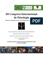 Memoria III Congreso Internacional de Psicologia 2018 UCSM.
