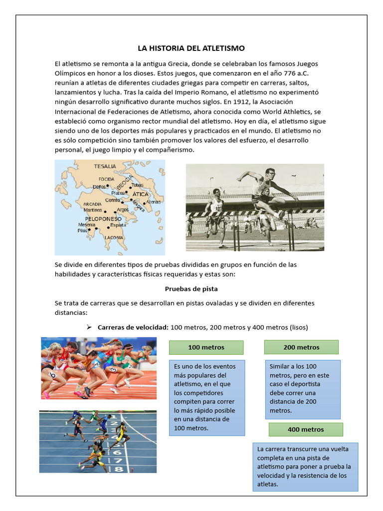 Historia del Atletismo y sus Disciplinas | PDF | Deporte del atletismo ...