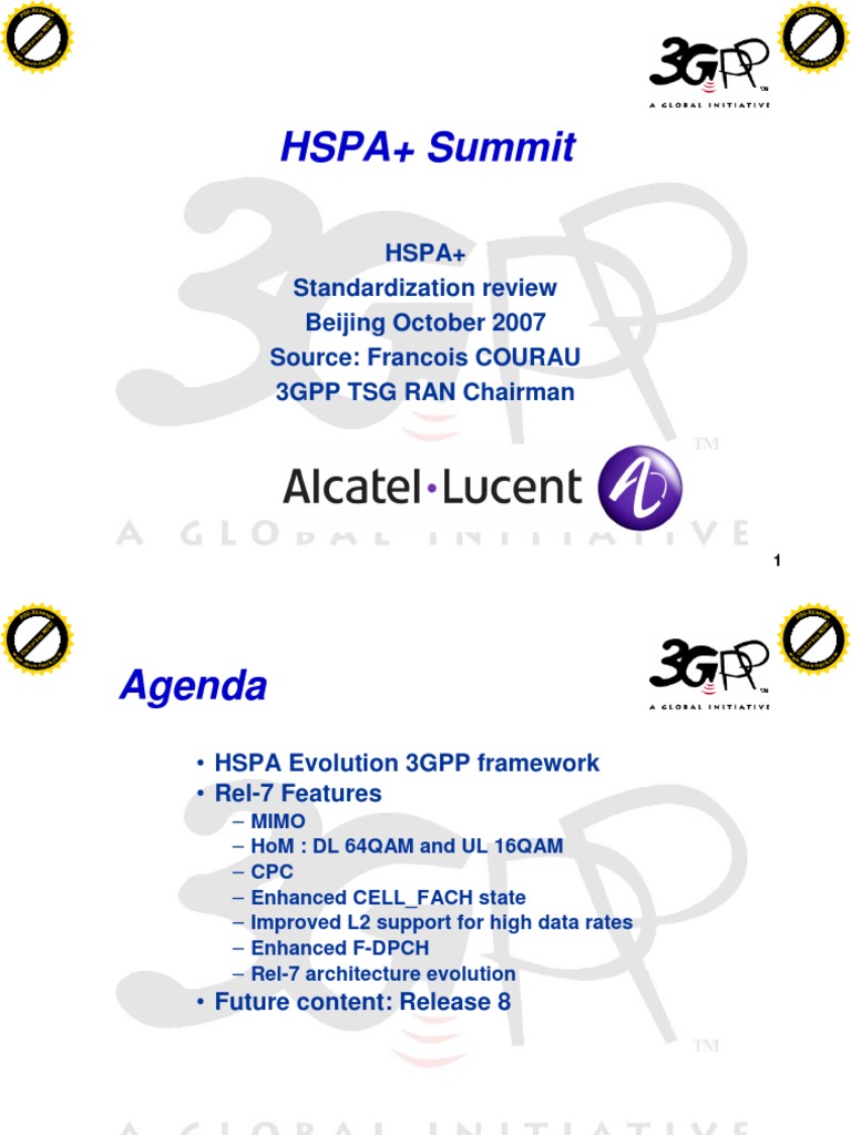 HSPA+ Summit: Hspa+ Standardization Review Beijing October 2007 Source ...
