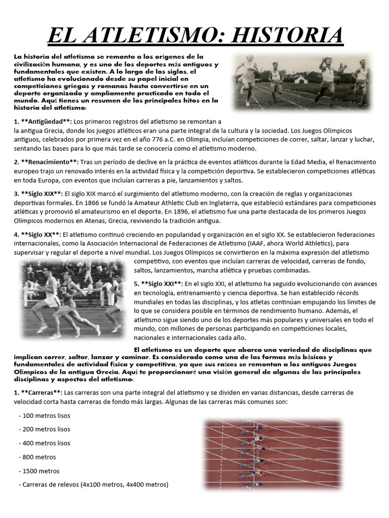 EL ATLETISMO | PDF | Deporte del atletismo | Deportes