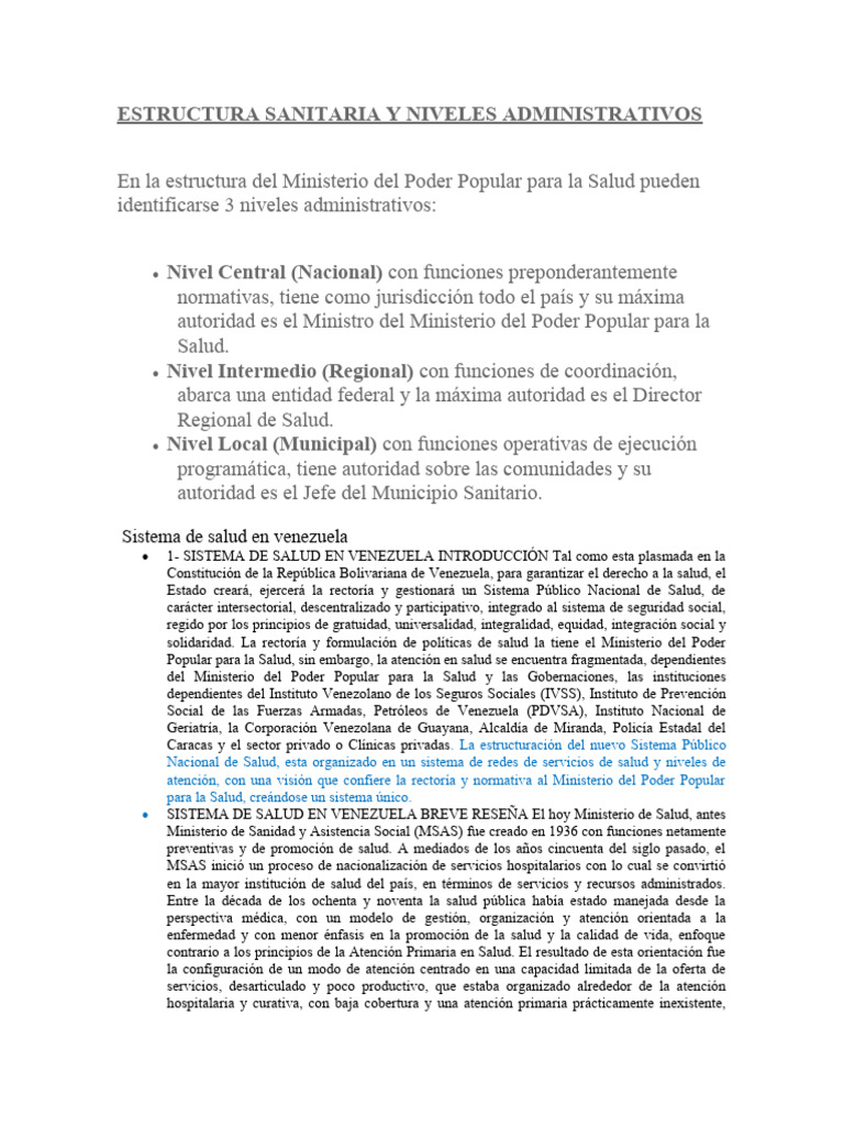 Estructura del Sistema de Salud en Venezuela | PDF | Hospital ...