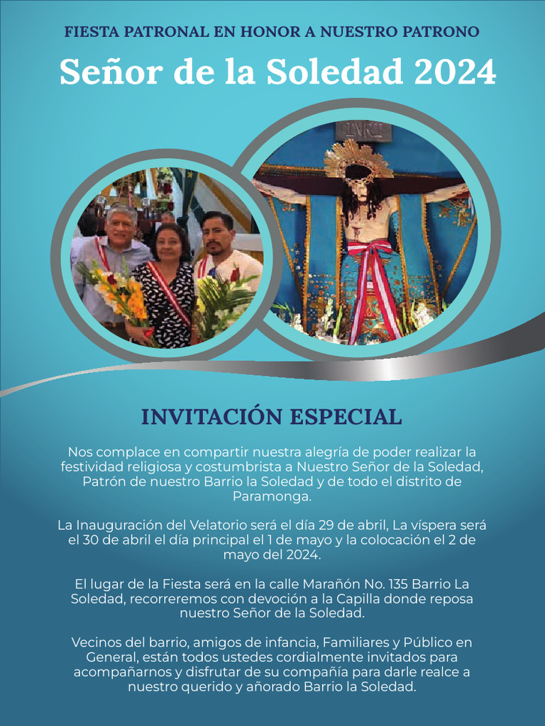 Fiesta Patronal Señor de la Soledad 2024 | PDF | Fiestas cristianas y ...
