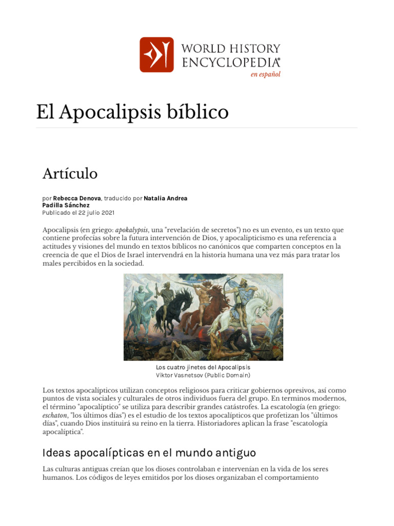 El Apocalipsis Bíblico - Enciclopedia de La Historia Del Mundo | PDF ...