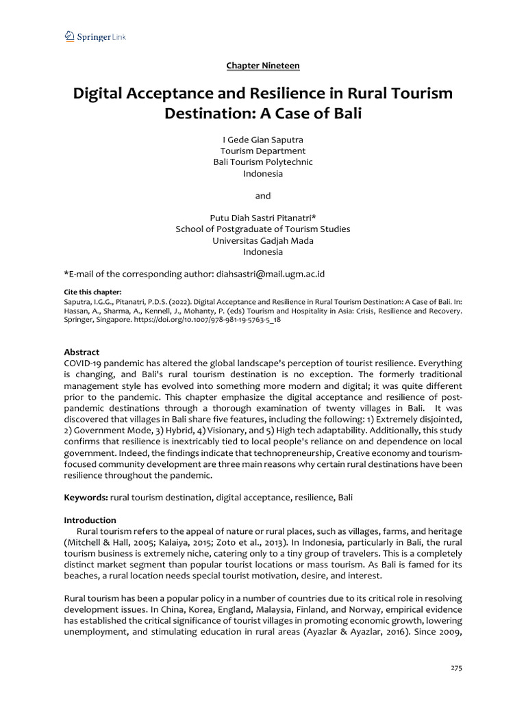 Digital Resilience in Bali's Rural Tourism | PDF | Entrepreneurship ...