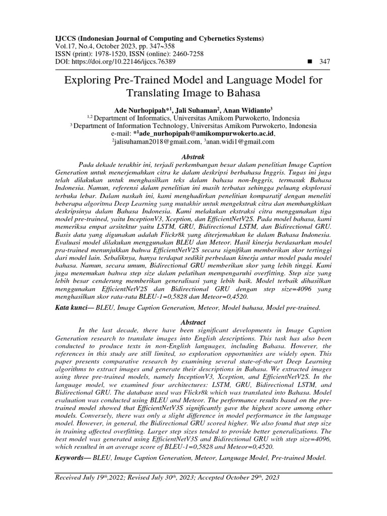 Image Captioning in Bahasa Using Deep Learning | PDF | Deep Learning ...