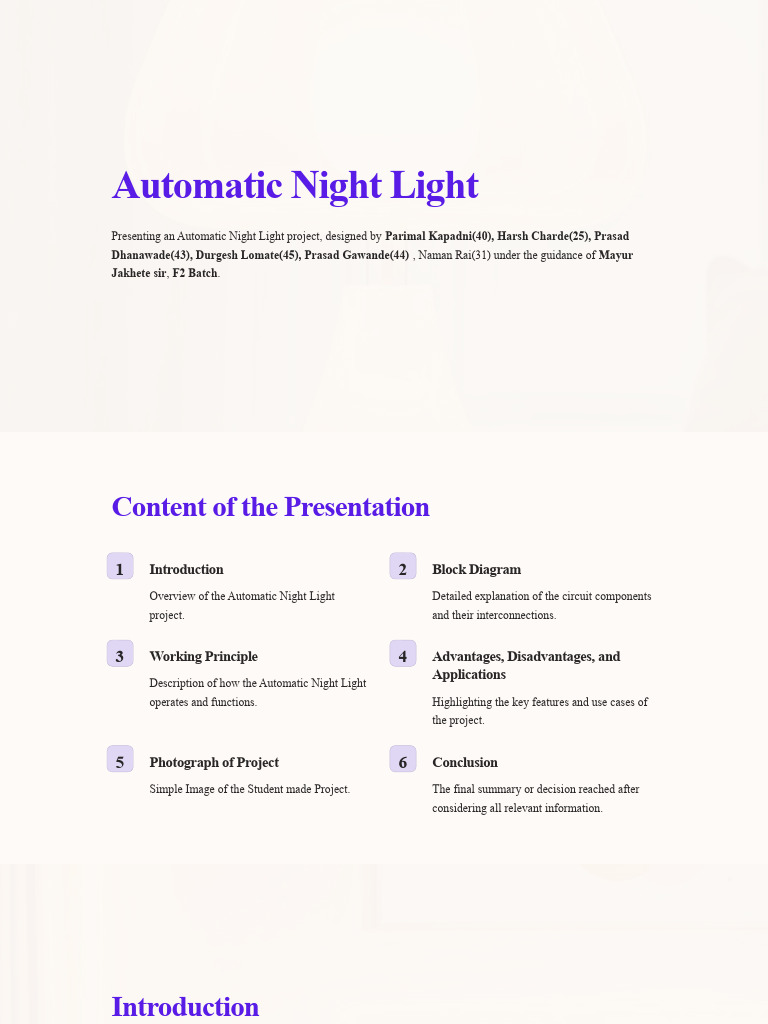 Automatic Night Light Project Overview | PDF | Electrical Resistance ...