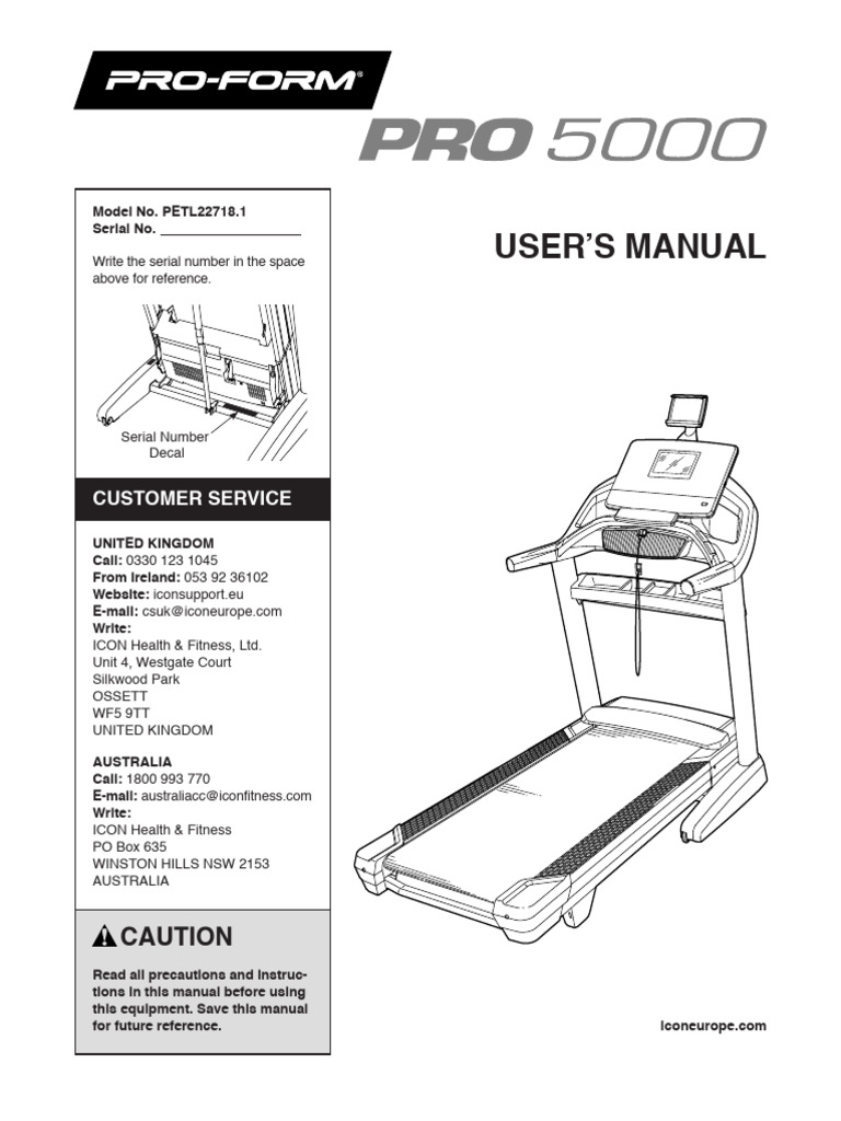 Pro 5000 Treadmill Manual (UK) | PDF | Screw | Treadmill